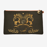 Clutch "Army Green" with golden print