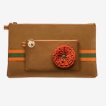 Clutch "Hunter Brown" with silver print