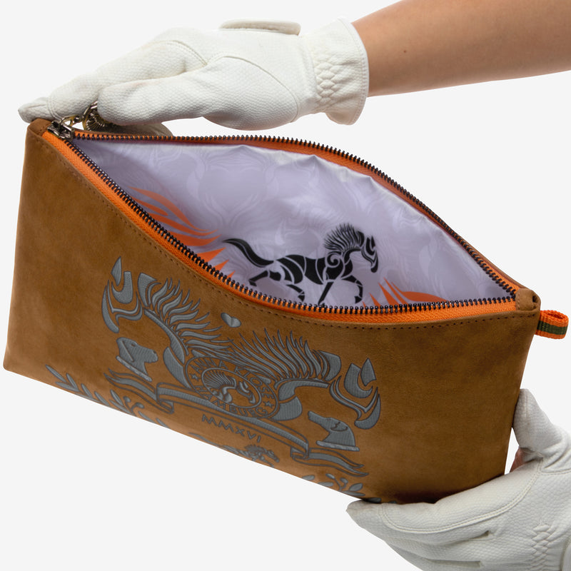 Clutch "Hunter Brown" with silver print