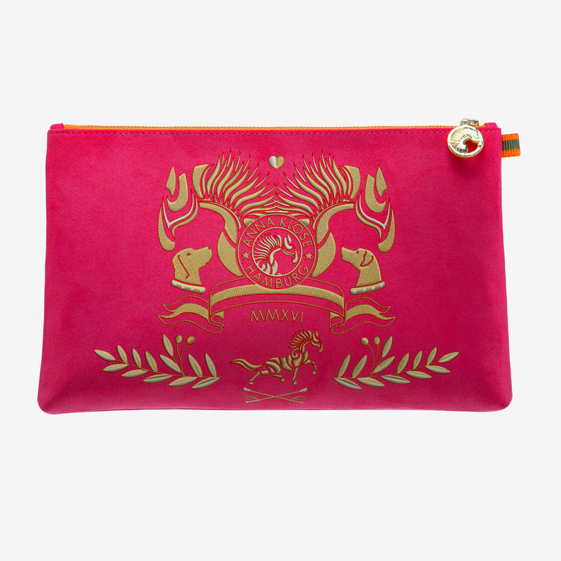 Clutch "Miami Pink" with golden print