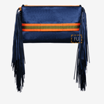 Maxi Fransen Clutch "Saphir Blau" mit blauem Druck