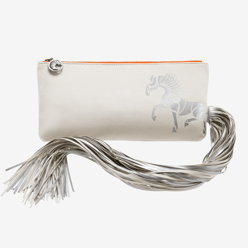 Ponytail Clutch "Wellington Blond" with silver print
