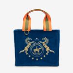 Velvet Equestrian Tote "Hamptons Blue" - Hamptons Luxury Line