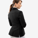 Back view of fitted cut of black Anna Klose competition jacket for equestrian women