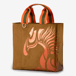Horse riding equipment bag made of brown vegan leather with rose golden logo horse of the brand Anna Klose Hamburg