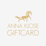 Cover of Anna Klose gift card with golden letters on white paper