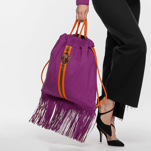 Fringe Backpack "Electric Purple" with rosé golden elements