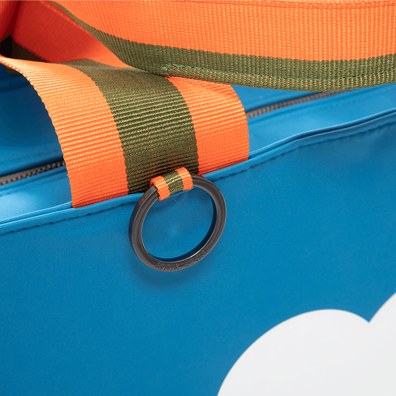 Close up of top zipper of blue riding equipment bag by Anna Klose